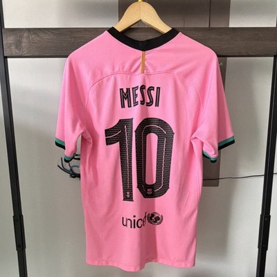 FC Barcelona 20-21 Messi #10 Soccer Jersey M Pink Green Black | eBay