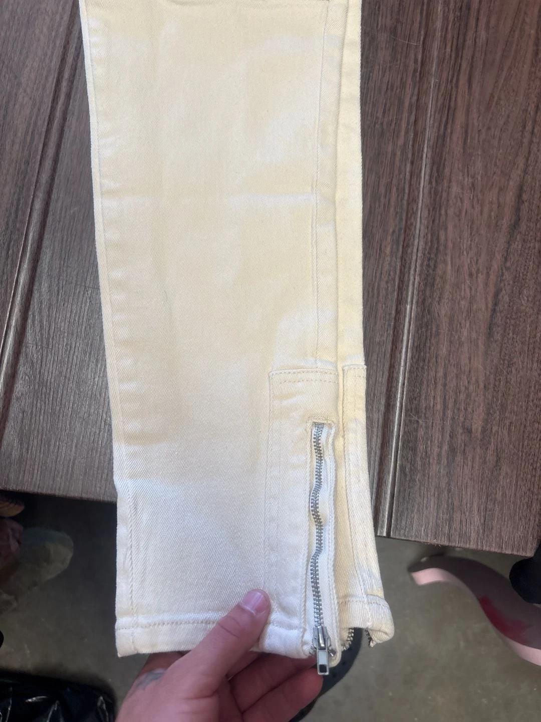 Fashion Nova Men Zip On The Side Panel Pants Cream Size 34