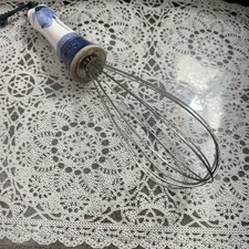 Vintage Wire Whip Whisk Ceramic Pottery Handle French Country Shabby Chic Decor