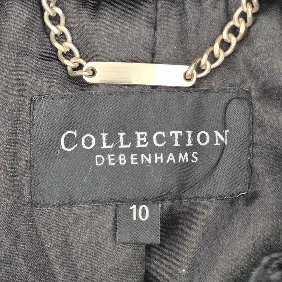 Abrigo Colección DEBENHAMS Talla 10 Negro Mujer Piel Sintética Botón... - Imagen 4 de 4