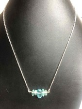 6105 Sterling Silver Italy925 Aqua sea glass beachy 17-19" Necklace 5.8 grams