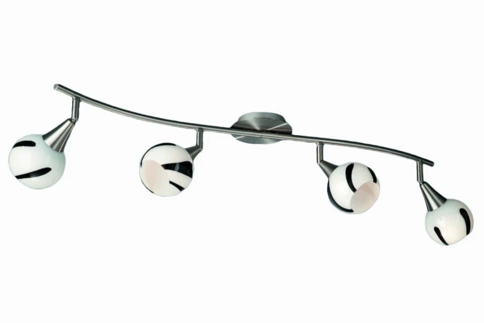 Energiespar Spotleiste 4 Flammig Dekorglas Weiß Schwarz 80cm - Bild 1 von 1
