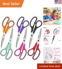 Scissors, 8" Scissors All Purpose 6 Pack - Comfort-Grip Sharp Scissor for Off...