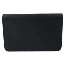 Leather Top Stub Checkbook Cover Wallet, Black