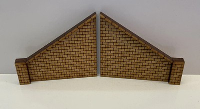 2x konische seitliche Stützmauern. Ziegel. Spur N Modelleisenbahn Abutments 1:148