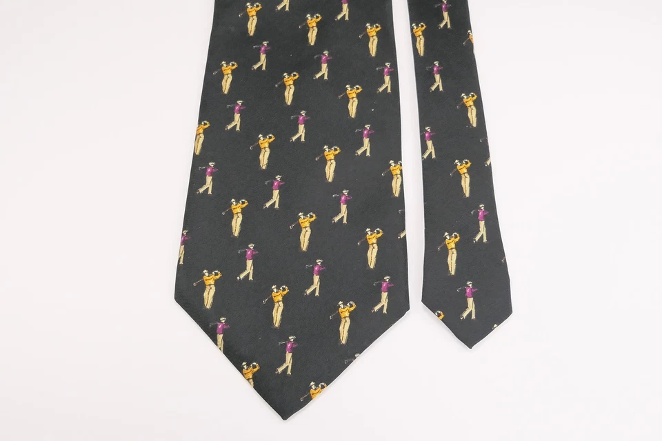 Corbata Ralph Lauren England negra, dorada, granate SEDA GOLF GOLF GOLFISTA 55" Foto 3 de 4