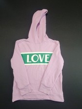 Old Navy Girls M 8 Purple Hoodie LOVE Graphic Pullover Sweatshirt Side Zip...