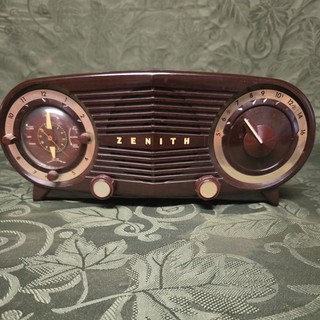 1950s Zenith Owl Eye Tube Clock Radio Model L515 Brown Repair/parts/ display