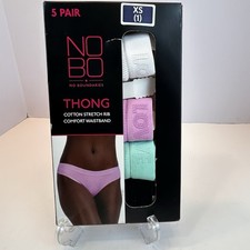 No Boundaries Womens 4 Pr Cotton Stretch Rib Solid Thong Underwear Size XS 1 