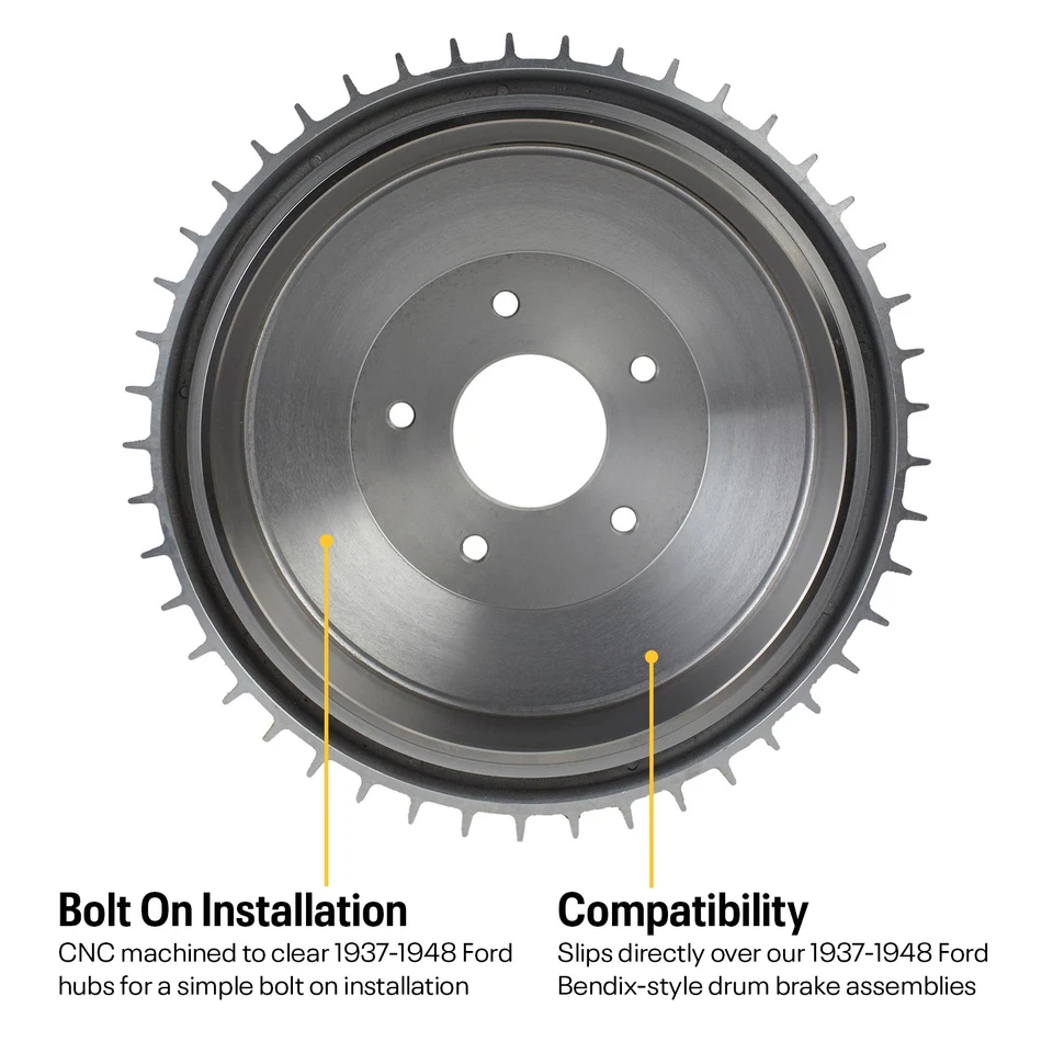 Fits Buick-Style Finned Aluminum Brake Drum for Fits Ford Spindles, 12 x 2 - Изображение 3 из 4