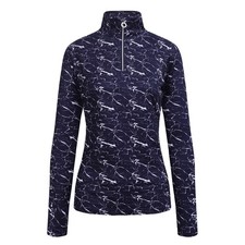 JRB Ladies Stretch Base Layer 1/4 Zip Top Micro Fleece Navy + White S M L XL XXL