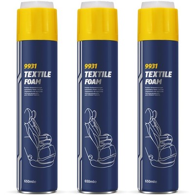 MANNOL TEXTIL SCHAUM FOAM REINIGER 3x 650ml POLSTERREINIGER SITZE TEPPICH TÜREN