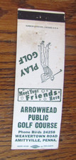 ARROWHEAD GOLF COURSE MATCHBOOK COVER: AMITYVILLE, PA EMPTY 1950s MATCHCOVER M11