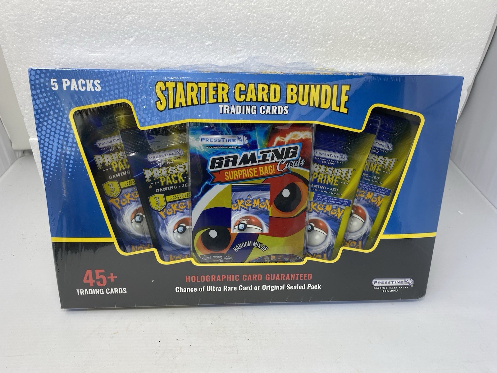 Presstine Pokemon Juego de Cartas Coleccionables Paquete de 45 Cartas Lote Mixto Sellado Holo Pikachu 2007