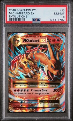 2016 POKEMON XY EVOLUTIONS #13 M CHARIZARD EX PSA 8