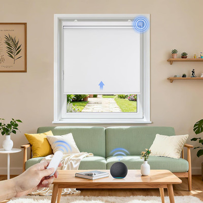 Motorized Blackout Blinds with Remote | Alexa/Google Compatible | 24''x72'' White