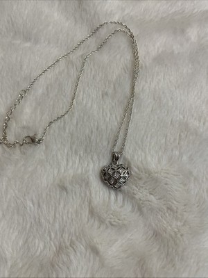 925 Sterling Silver  Cubic Zirconia Love Heart Pendant Valentine 18  Box 4