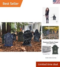6PCS Weather-Resistant Halloween Tombstone Yard Signs for Spooky Decor