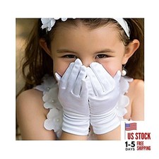 Girl's Holiday, Wedding, or Pageant Satin Gloves Princess Glove Small White