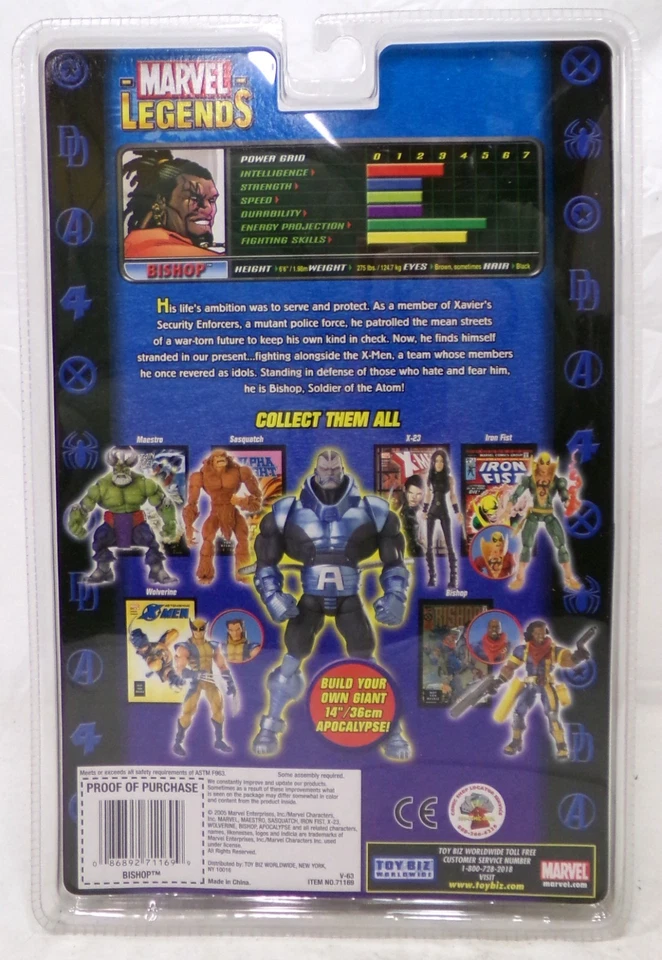 Figura de 6" ToyBiz Marvel Legends Apocalypse Series Bishop 2005 nueva sellada Foto 3 de 4