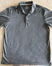 Adidas Golf Polo Shirt Mens L Black Gray Striped Climacool Performance