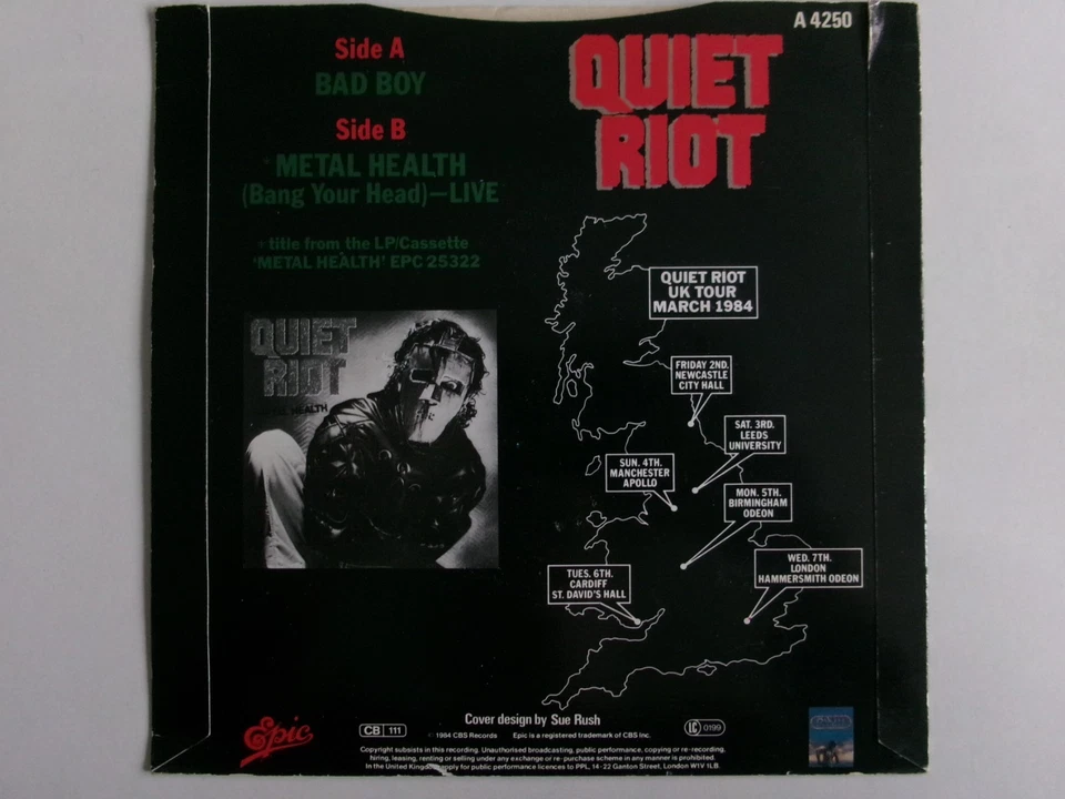 QUIET RIOT BAD BOY METAL HEALTH EPIC A 4250 HEAVY METAL GLAM - Image 3 of 3