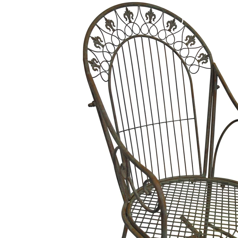 Sedia a Dondolo in Ferro Verde Inglese Giardino Terrazzo Veranda Stile Vintage, fotografia 8 di 9