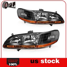 For 1998-02 Honda Accord Black Headlights Assembly Replacement Headlamps Pair