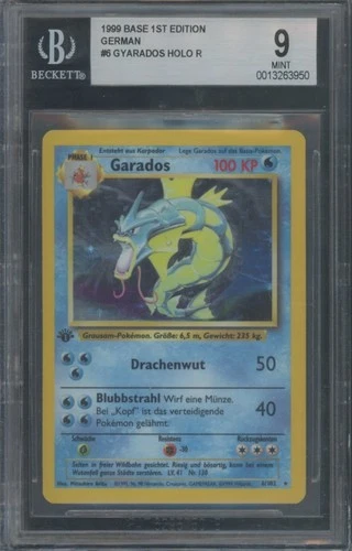 Pokemon TCG Gyarados 6/102 1st Edition Base Set Holo Rare German BGS 9