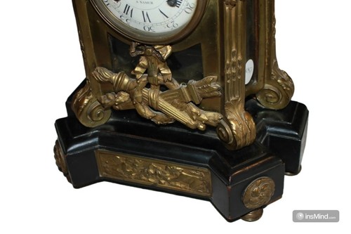 Orologio da Tavolo Luigi XV di metà 1800 in Bronzo E Marmo - Foto 3 di 5