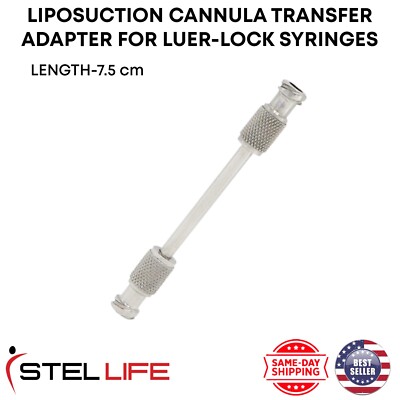 Liposuction Transfer Adapter 7.5 cm Length for Luer Lock Syringes Cannulas