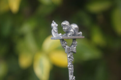 Vintage Pewter Spoon A.E. Williams Child with Teddy Bear AE Ornate Gift - Picture 2 of 13