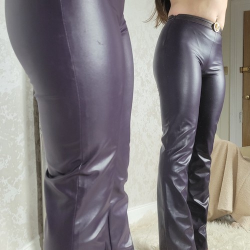 Versace Couture Faux Leather Trousers Stretchy Jeans Pants 38 UK 6 X SMALL - Picture 12 of 21