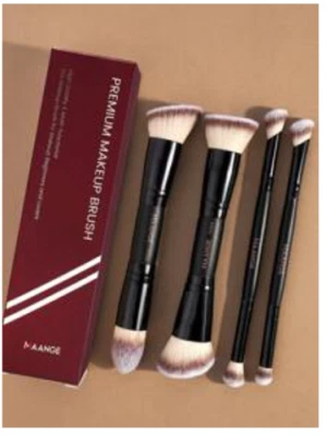 BRANDED MAANGE 4Pcs Professional Facial Double-Ended Makeup Brush Set With Paper Box.