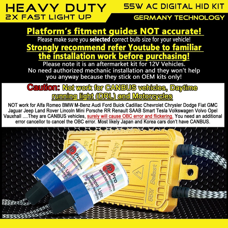 Heavy Duty 55W H8 H9 H11 H16 6000K Fast Bright AC Digital HID Conversion Kit - Image 2 of 4