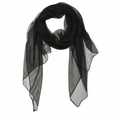 Wrapables Solid Color 100% Silk Long Scarf, Black