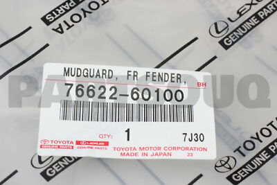 7662260100 Genuine Toyota MUDGUARD SUB-ASSY, FRONT FENDER