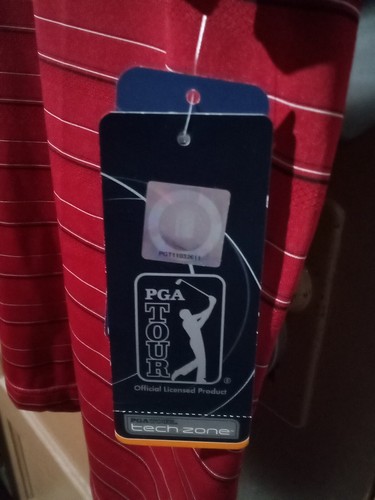 PGA Tour Men's Polo Golf Shirt Jockey Red Striped Short Sleeve Sz XL New w/tags - Picture 3 of 6