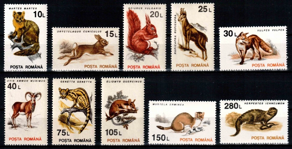 Romania 1993, Mi#4901-10, Sc#3835-44, fauna, wild animals, hare, fox, MNH! - Image 1 of 1