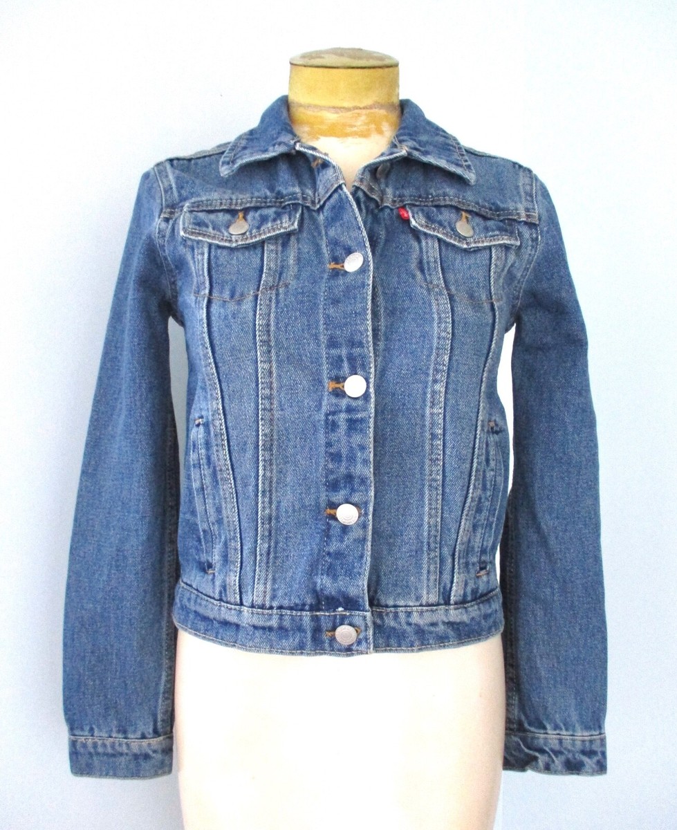 みるく Levi's Blue 100% Cotton Denim Trucker Jean Jacket Red Tab Pockets