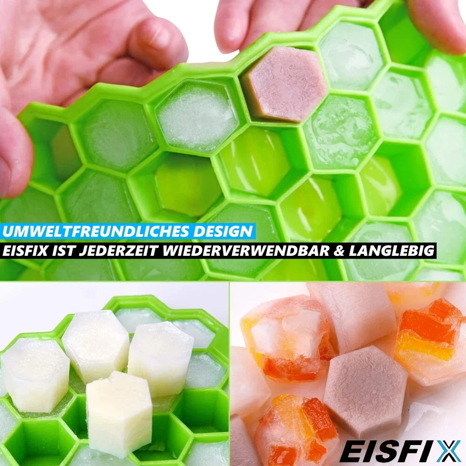 EISFIX 2x Eiswürfelform Silikon Eiswürfelbereiter Eiskugelform Eiswürfelbehälter - Bild 4 von 4
