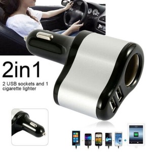 12V Façon voiture Cigarette plus légère Socket Splitter Dual 2 USB Adaptateur de chargeur UK