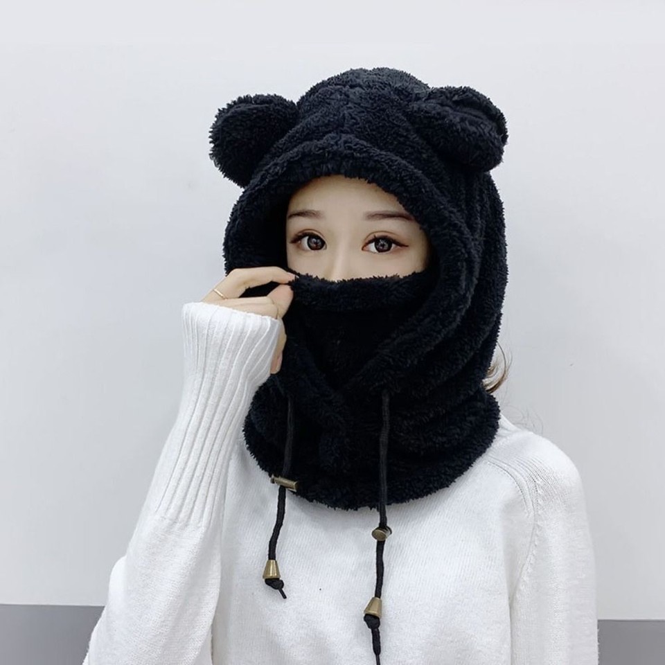 Balaclavas Mask Beanies Caps Windproof Bear Ear Hat Women Girls eBay