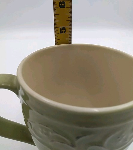 Pier One Stoneware Coffee Mug Antique Floral Tea Coffee Cup Mint Green - Picture 12 of 13