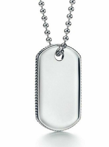 Dog Tag Bead Chain Necklace Silver 925 