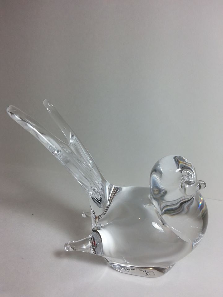 MURANO Signed Crystal Clear Glass Bird by V. Nason & C