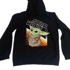 Star Wars Mandalorian The Child Black Long Sleeve Hoodie Unisex Kids Size 10/12