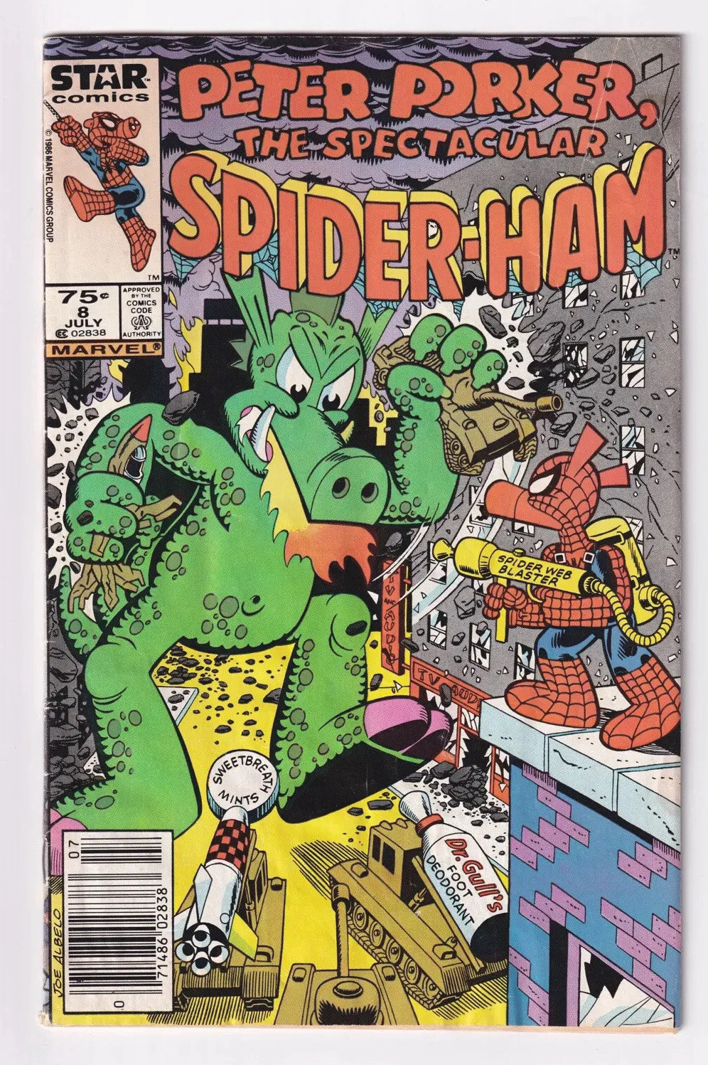 Peter Porker, The Spectacular Spider-Ham #8 (1986, Marvel) Hog-Zilla