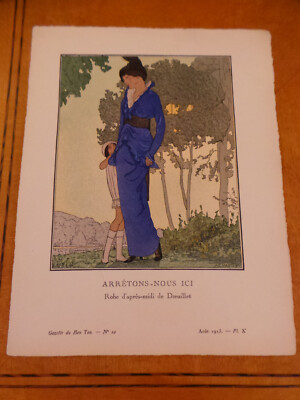 Andre E. Marty Art Deco Pochoir ''Arretons-Nous'' # 10 Gazette du Bon Ton 1913 VG+
