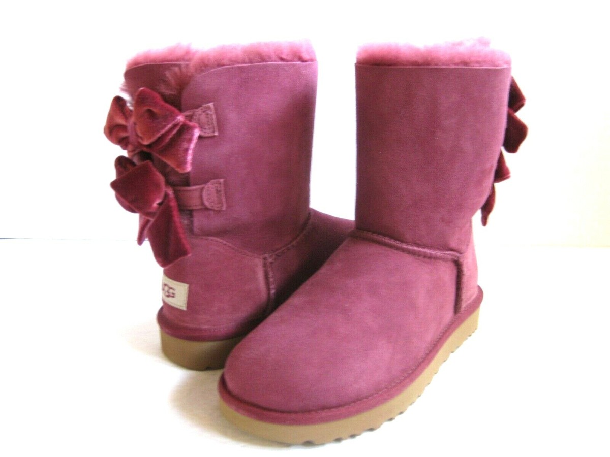 UGG BAILEY BOW II VELVET RIBBON WOMEN BOOTS SUEDE GARNET RED US